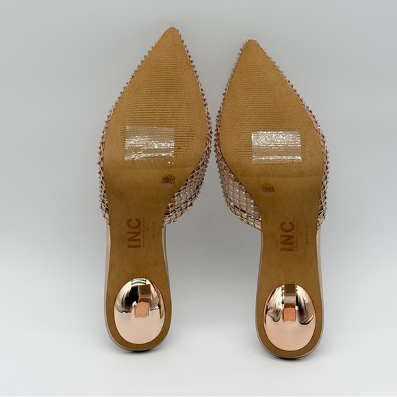 INC Emory Rhinestone Mesh Slide Stiletto Heels Pointed Toe Gold 11 NEW imperfect - Picture 17 of 17
